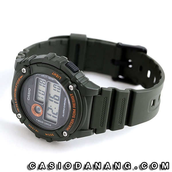 Đồng hồ nam dây nhựa Casio chính hãng Anh Khuê W-216H-3BVDF (43mm)