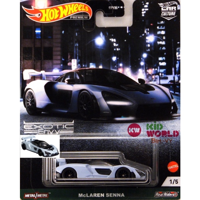 Xe mô hình Hot Wheels Premium Car Culture Exotic Envy McLaren Senna GRJ78, bánh cao su.