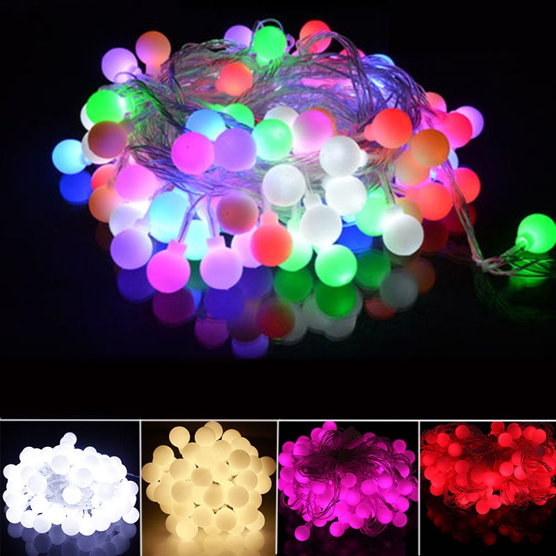 Dây đèn led hình ngôi sao, hình tròn bi trang trí noel, sinh nhật, tiệc cưới, dây đèn led 5m, đủ màu