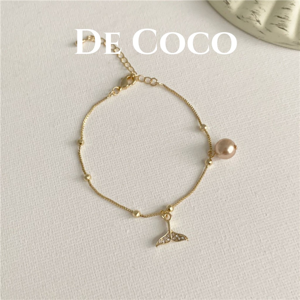 [Mã FAMAYFA giảm 10K đơn 50K] Lắc tay đuôi cá đính 1 hạt trai hồng De Coco | BigBuy360 - bigbuy360.vn
