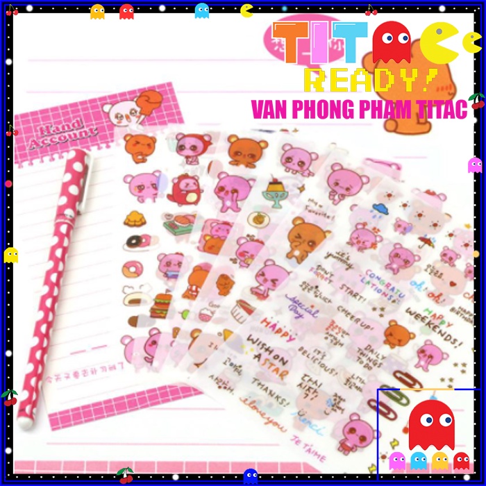 Bộ Sticker Chất Liệu PET Dán Họa Tiết Dễ Thương Tiện Dụng Cho Trang Trí Sổ Nhật Ký Nhiều Mẫu Chọn