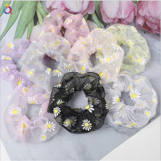 Cột tóc vải lưới Scrunchie in hoa cúc nhỏ xinh xinh
