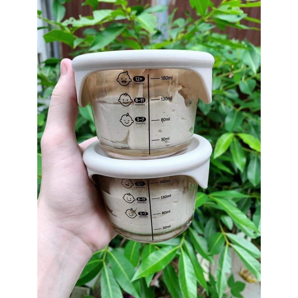 Hủ thủy tinh trữ đông thức ăn dăm cho bé lock&lock 230ml có chia vạch dùng được trong lò vi sóng