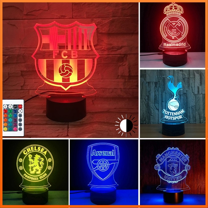 Đèn LED 3D hình câu lạc bộ bóng đá điều khiển cảm ứng