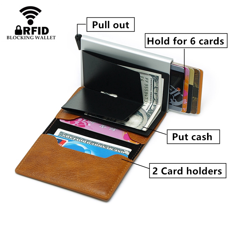 Ví đựng thẻ BISI GORO bằng da pu kiểu cổ điển chống trộm với khả năng chặn RFID cao cấp chất lượng cao cho nam