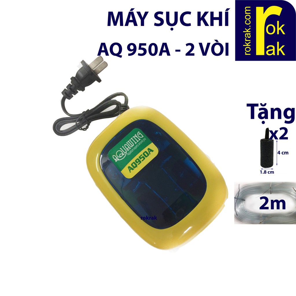 Máy sục sủi khí oxy AQ 950A 5W 2 vòi cho hồ cá