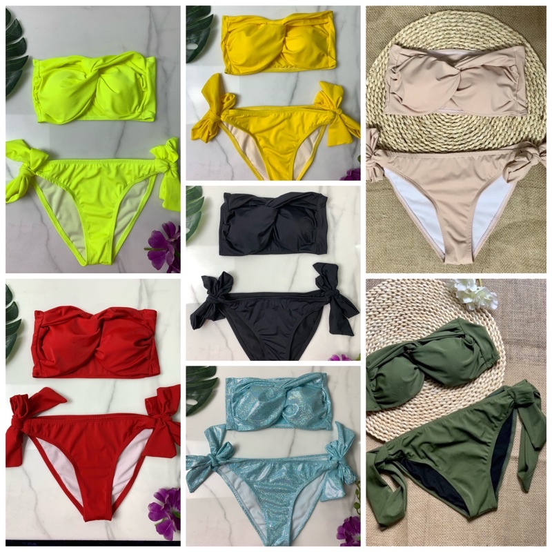 [Sẵn Hàng] Bikini 2 mảnh áo xoắn cup ngực quần buộc nơ [ Full Màu]