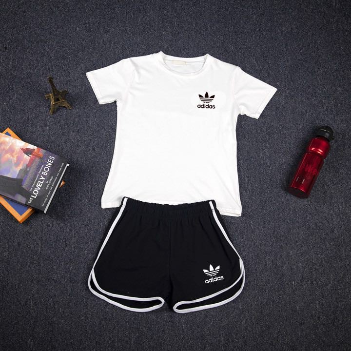 Bộ Áo Thun Ngắn Tay + Quần Short Thể Thao Adidas Cá Tính