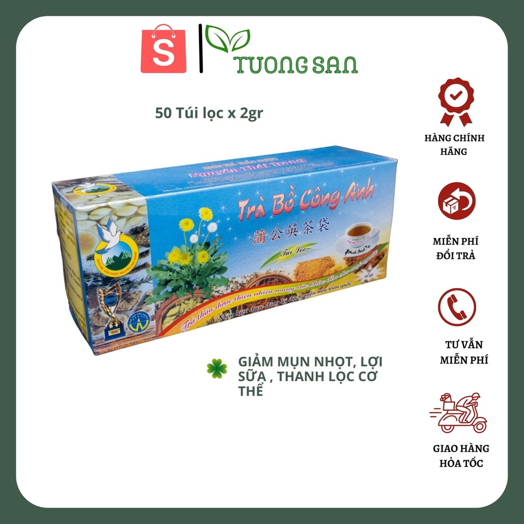 Trà Bồ Công Anh túi lọc lợi sữa mát gan thanh nhiệt cho cơ thể Nguyên Thái Trang hộp 50 gói