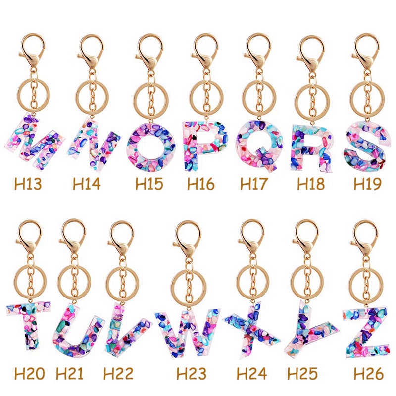 Móc treo chìa khoá xe hơi 26 chữ cái bằng Acrylic đơn giản xinh xắn