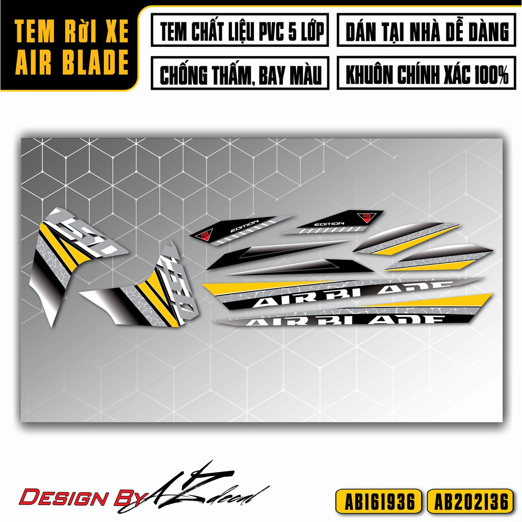 Tem Xe Honda Airblade Mẫu Cracked Texture | AB36 | Decal Cao Cấp Áp Dụng Mọi Màu Xe, Dễ Dán Tại Nhà