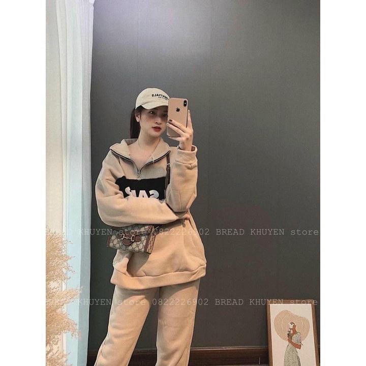 Set bộ 2 món nỉ cao cấp mềm mịn, quần dài áo thun dài tay form rộng