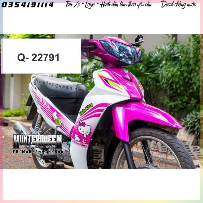 Tem rời xe Sirius Hello Kitty - Trắng hồng - ., chỉnh sửa theo ý