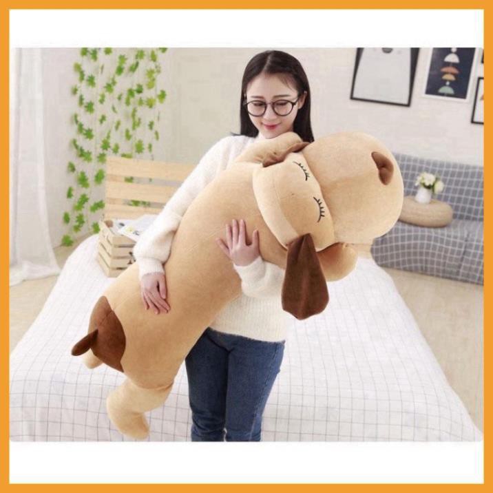 Chó Bông Nằm Lười Dài Mũi Tim - Gấu Bông Gối Ôm Chó Mũi Tim Tai Dài Siêu To Siêu Mềm Mịn Co Dãn 4 Chiều- Gối Ôm Hình Thú