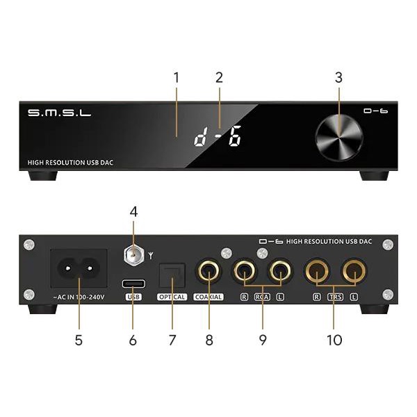 DAC SMSL D-6 Làn Sóng Mới Phân Khúc Tầm Trung – Chip 2x AK4493S XMOS Bluetooth 5.1