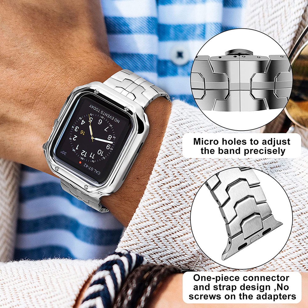 Dây Đeo Bằng Thép Không Gỉ Nâng Cấp Cho iWatch Series 7 6 54 32 1 45 / 44 / 42mm 41 / 40 / 38mm