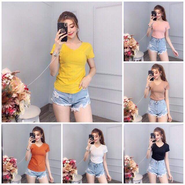 ÁO THUN COTTON CỔ TIM MỀM MỊN | BigBuy360 - bigbuy360.vn