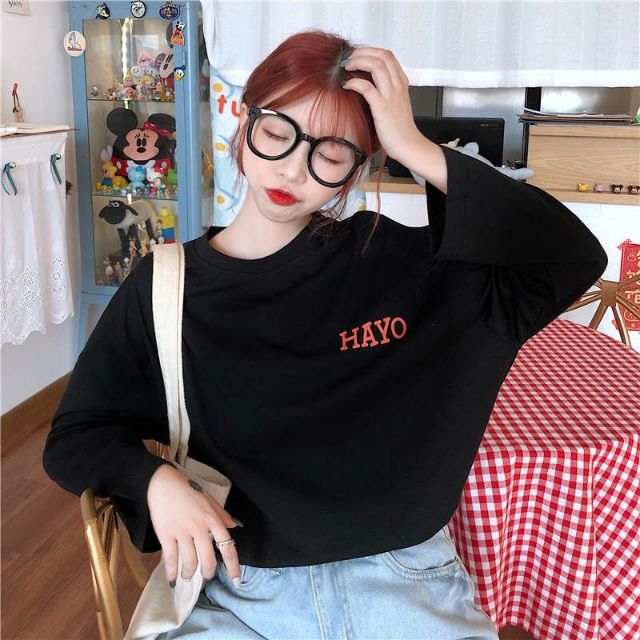 Áo thun tay dài Unisex% Hình Thật phía sau HaYo