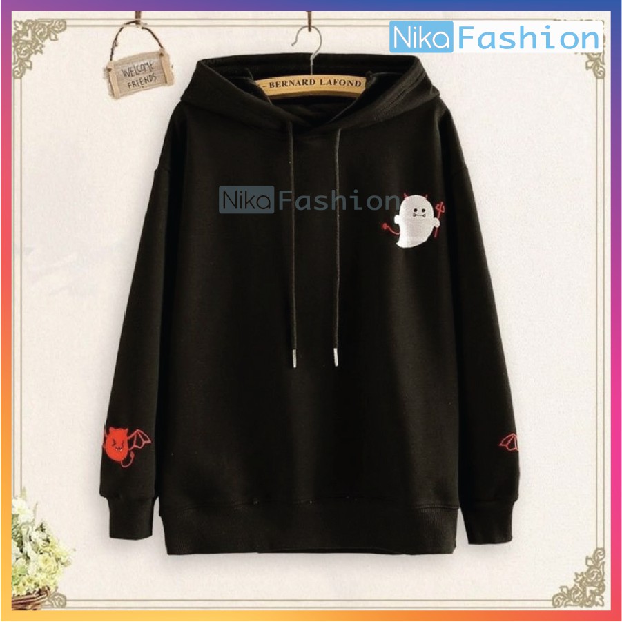 Áo Nikafashion Hoodie Nón Unisex Nam Nữ Chất Vải Nỉ Freesize 1 kích cỡ Form Dáng Rộng Dưới 65kg Mặc Đẹp Qủy.Nhỏ