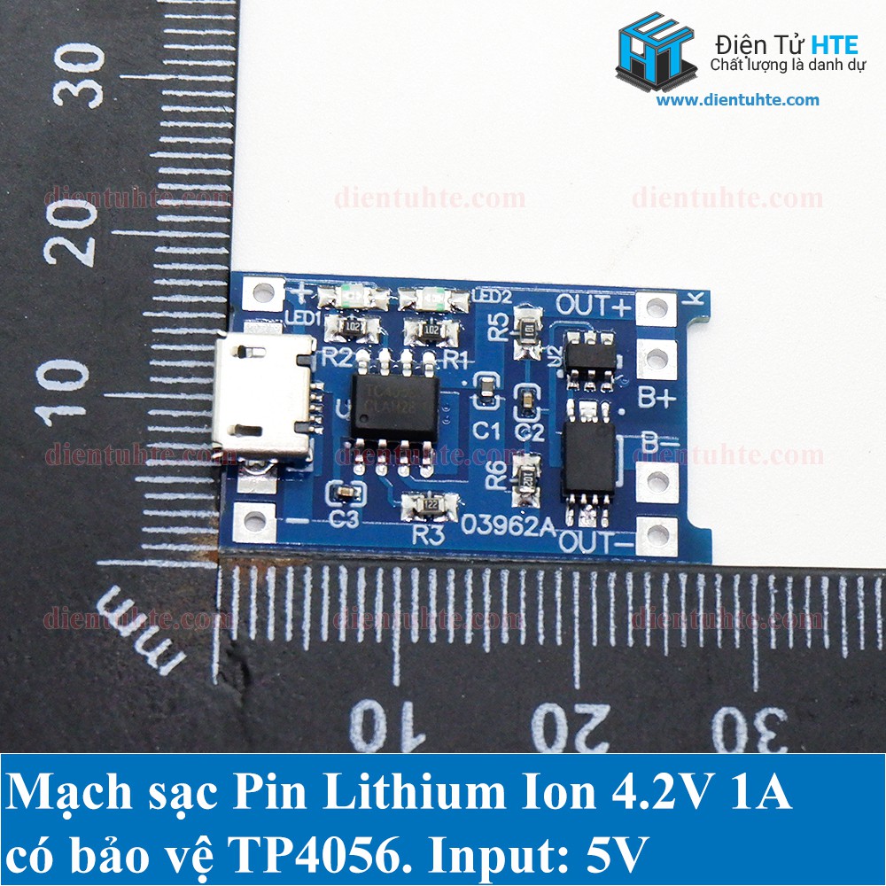 Mạch sạc Pin Lithium Ion 1A 4.2V TP4056 có bảo vệ [HTE Quy Nhơn CN2]