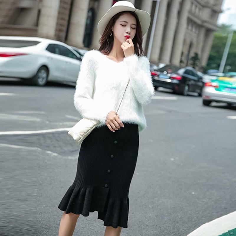 Chân váy len phối nút thời trang Hàn Quốc | WebRaoVat - webraovat.net.vn