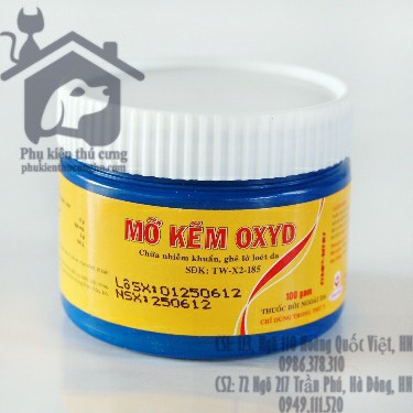 Mỡ kẽm Oxyd, trị nấm ghẻ cho chó mèo - Phụ kiện thú cưng Hà Nội