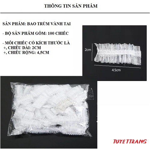 Bao trùm vành tai nilong có dây thun co giản (bịch 100 cái) chống nước khi tắm hoặc làm tóc, nhuộm tóc - pk57