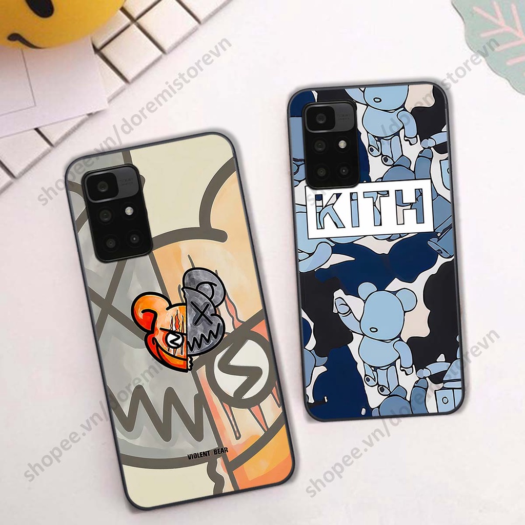 Ốp lưng Xiaomi Redmi 10 hình kaws, kith, bear brick nổi 3D phong cách độc đáo