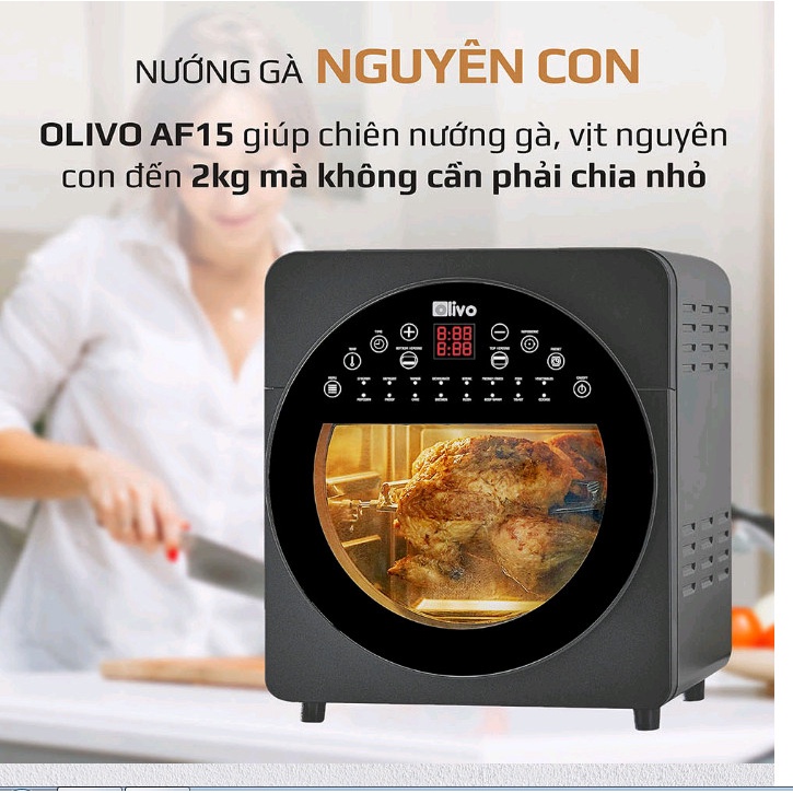 Nồi Chiên Không Dầu OLIVO AF15 - 16 Chức Năng - Dung Tích 15L - Công Suất 2000W - Thương Hiệu Mỹ