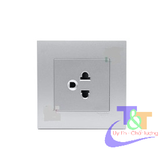 Bộ ổ cắm đôi 2, 3 chấu màu trắng, xám schneider