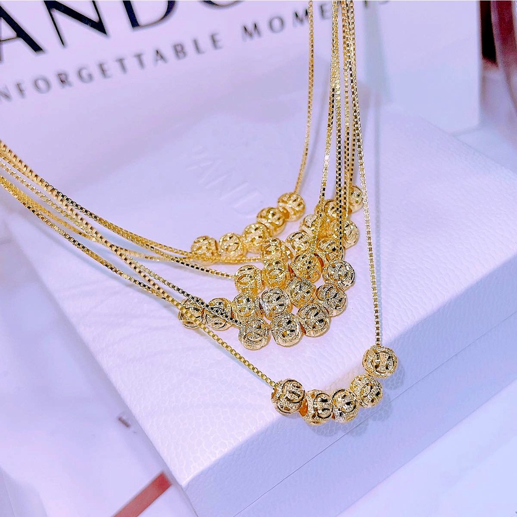 Dây chuyền bạc nữ PANSY mặt 5 khối cầu kim tiền - Vòng cổ bạc xi vàng cao cấp
