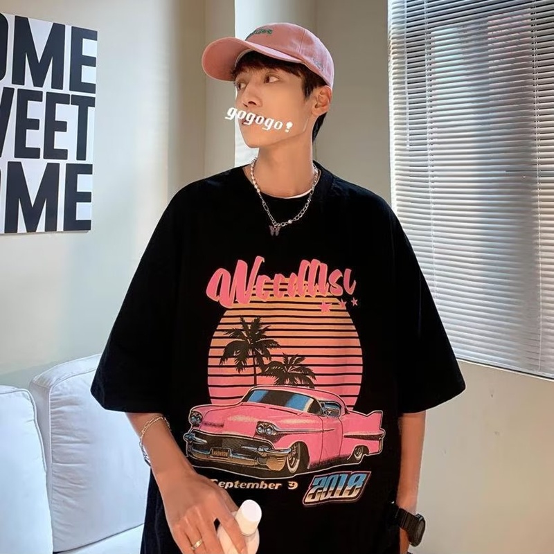 Áo Thun Tay Ngắn Cổ Tròn Dáng Rộng In Họa Tiết Đơn Giản Thời Trang Mùa Hè Cho Nam Giới Size M-3xl