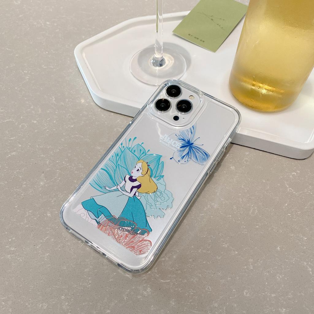 Ốp Điện Thoại Tpu Dẻo In Hình Công Chúa Alice Nút Kim Loại Cho iphone 13 Promax 12 11 7 Plus X XR 8 7