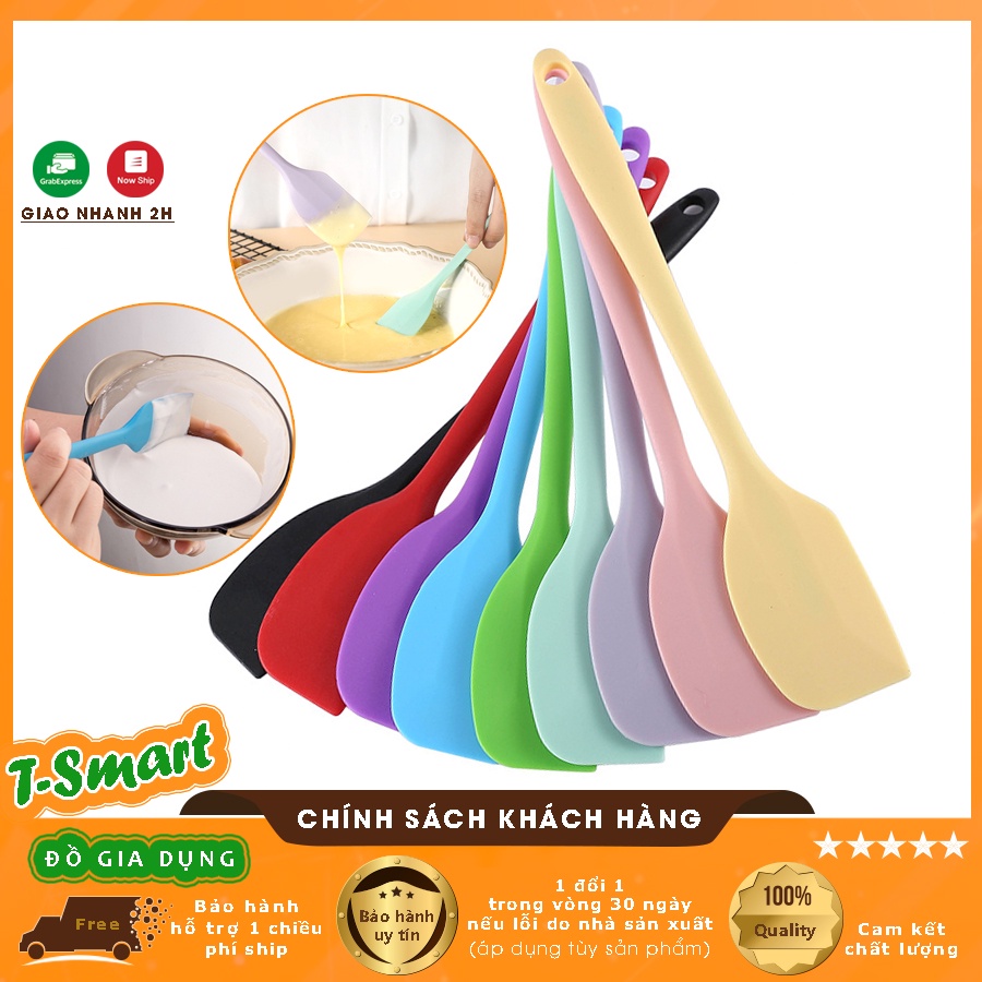 Phới Vét Bột Spatula Silicone Đúc Liền Làm Bánh Đa Năng, Dạng Dẹt Dài 21Cm/ 28Cm Tiện Lợi - Chịu Nhiệt Cao
