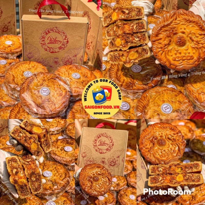 Bánh Trung Thu Gia Truyền Thượng Hạng Thập Cẩm Gà Quay 4 Trứng 600Gr - Vỏ Mềm Mỏng Ít Ngọt