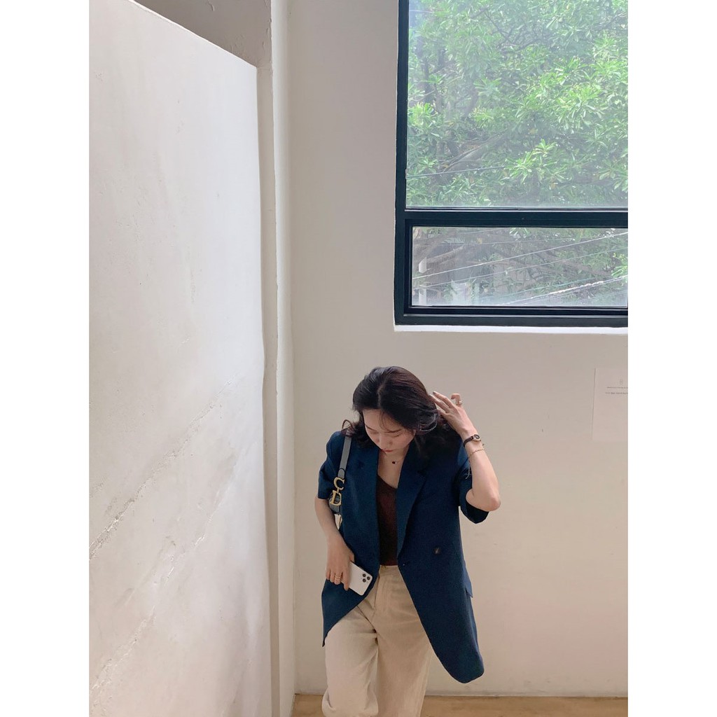 [SẮN RÊU+BE SỐ LƯỢNG ÍT] Áo blazer cộc tay basic style Hàn Quốc (nâu/be/xanh) | BigBuy360 - bigbuy360.vn