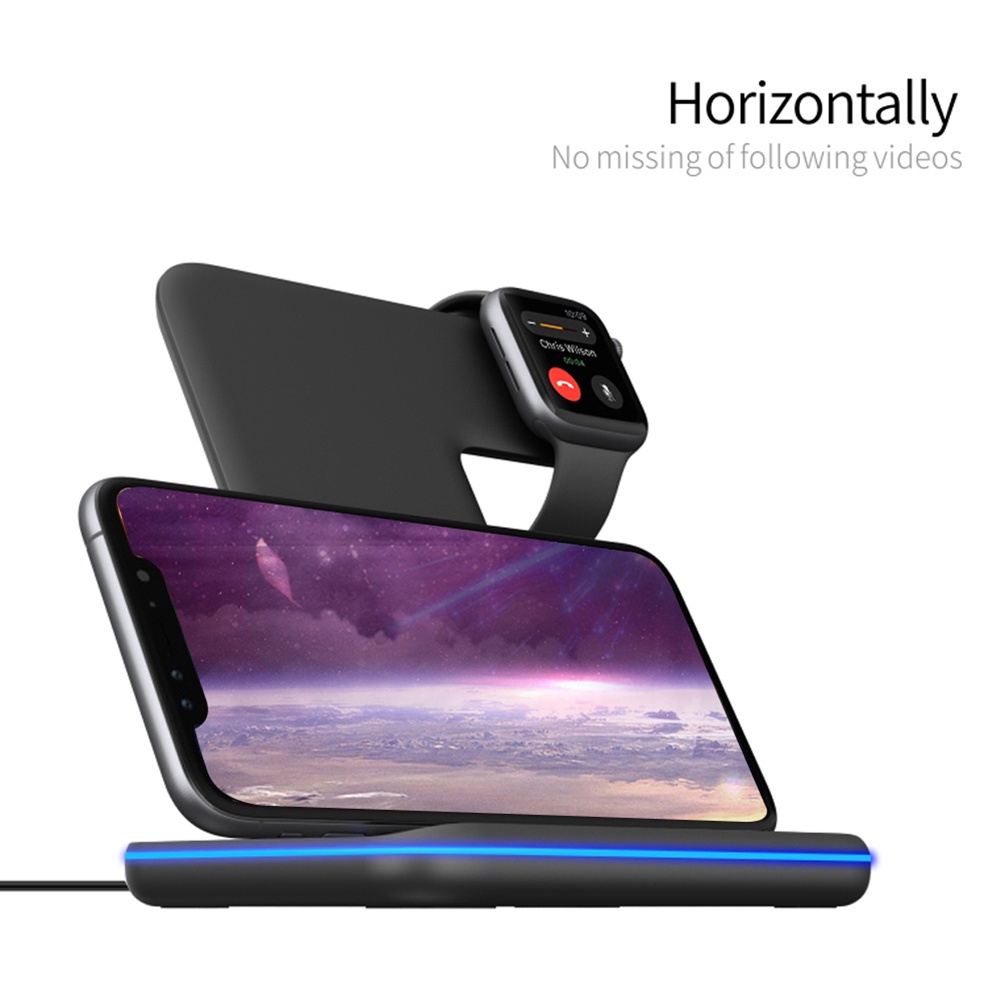 Đế Sạc Không Dây 15w Thiết Kế 3 Trong 1 Cho Apple Watch Iphone Android
