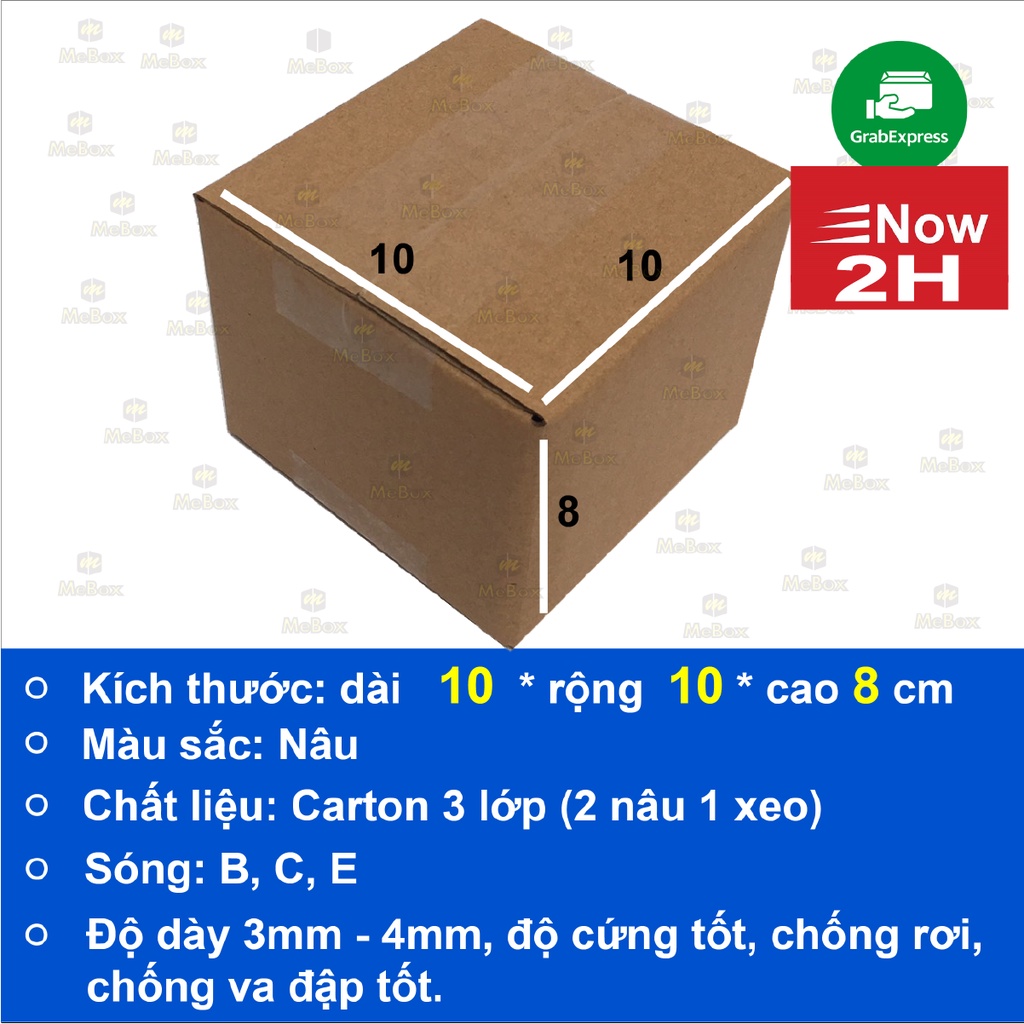 hộp giấy 10x10x8 bộ 50 trơn cứng cáp