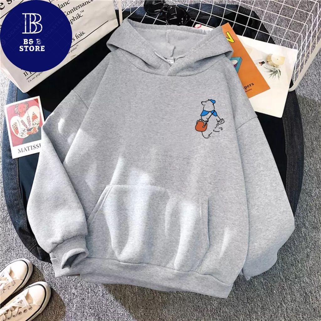 ÁO KHOÁC HOODIE NỈ UNISEX IN GẤU TUYẾT SIÊU ĐẸP ÁO KHOÁC FORM RỘNG NAM NỮ