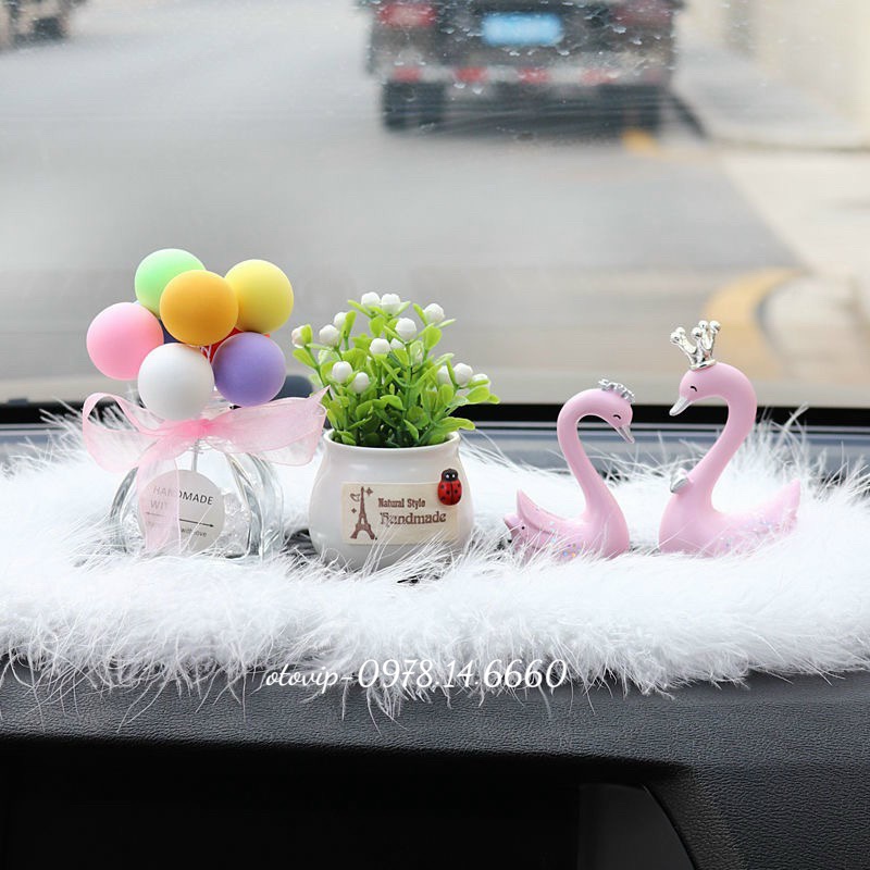 SET 2 thiên nga trang trí taplo xe ô tô