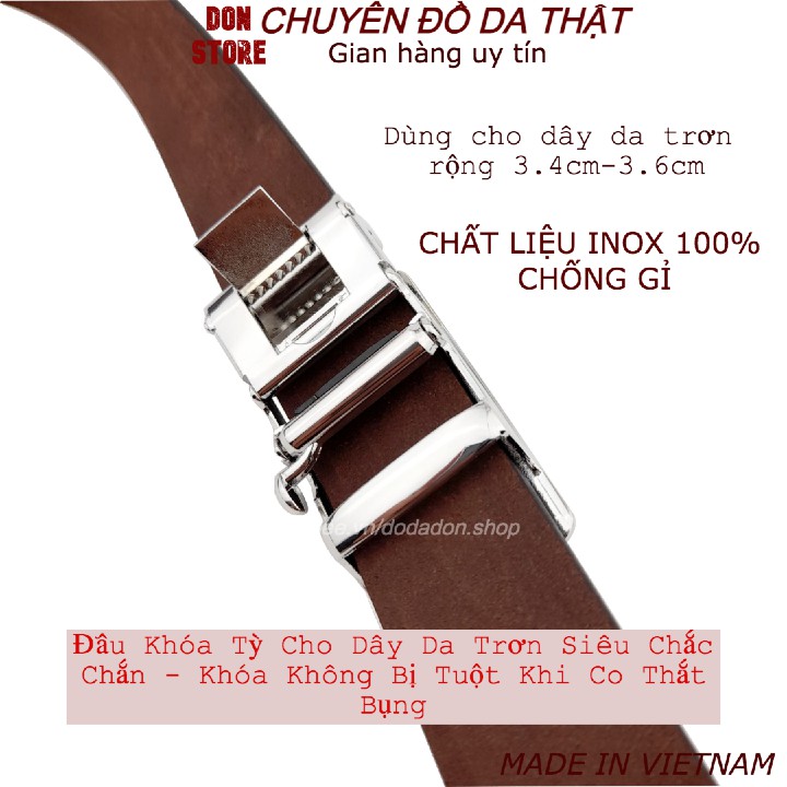 Đầu Khóa Thắt Lưng Cao Cấp Cho Dây Da Trơn (Dây không có khấc, không có lỗ). Hàng Loại 1 dày Dặn, Bền Bỉ