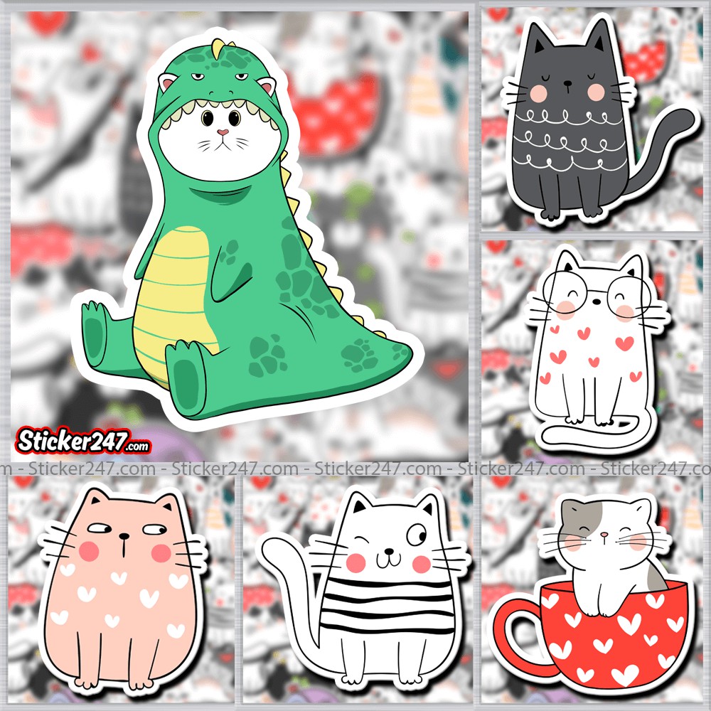 Sticker Mèo Dễ Thương Cute 𝑭𝒓𝒆𝒆𝒔𝒉𝒊𝒑 chống nước, sticker dán laptop, điện thoại, đàn guitar, mũ bảo hiểm, vali, ipad