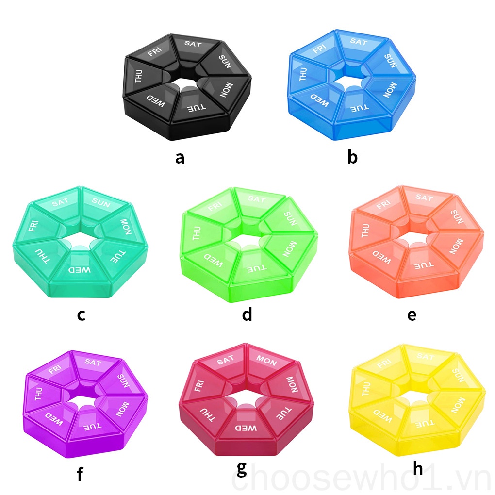 Set 2 hộp đựng thuốc 7 ngăn bằng nhựa tiện dụng khi đi du lịch