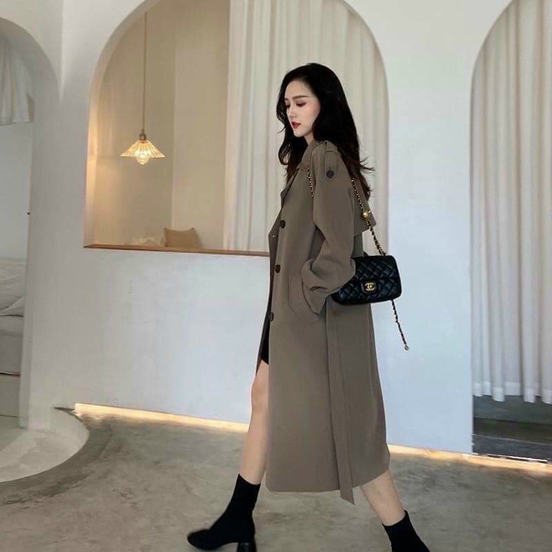 Áo dạ kaki dáng dài sang chảnh phong cách hàn quốc