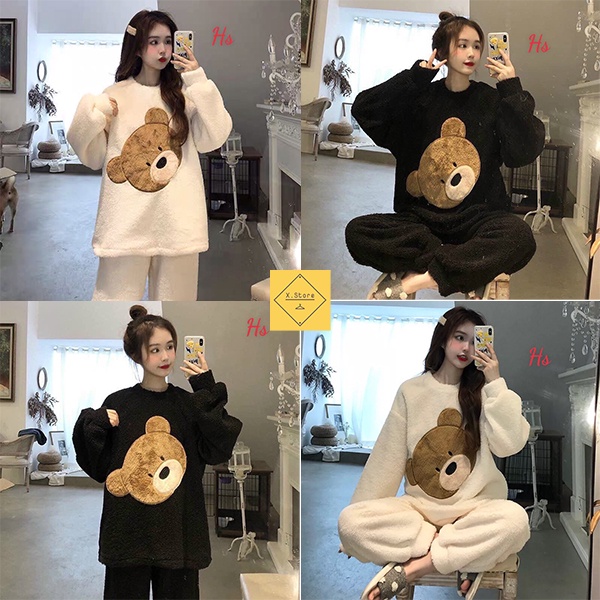Set Bộ Ngủ Gấu Lông Có Size Lớn Hai Mặt Hot Trend 2022 Có Ảnh Thật X.Store - Bộ Quần Áo Kiểu Dáng Unisex 610