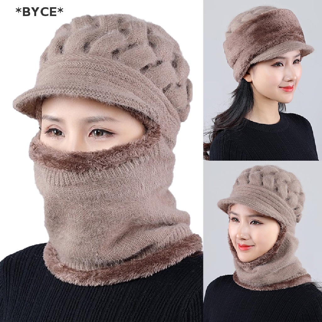 Mũ Beanie Dệt Kim Dày Dặn Chống Gió Giữ Ấm Mùa Đông Cho Nữ