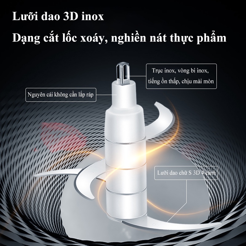 SJ0065 Máy xay thịt đa năng 2.0L Máy trộn chén thủy tinh lưỡi dao kép Lưỡi dao bằng inox 304 không gỉ hai