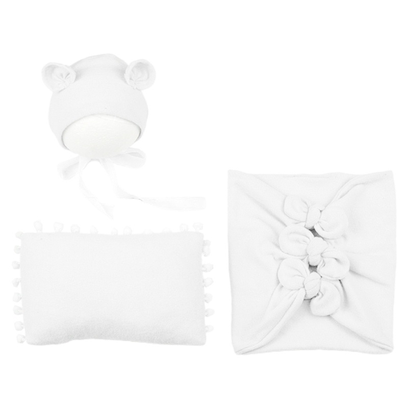 Set 3 khăn quấn và nón chụp ảnh cho bé sơ sinh