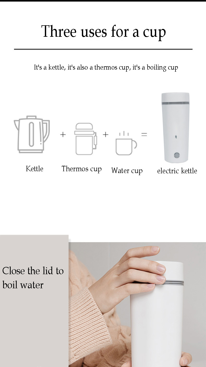 Electric Thermos Travel Milk Coffee Water Bottle Portable Stew cup Heater Boiler Pots Car Truck Mug teapots