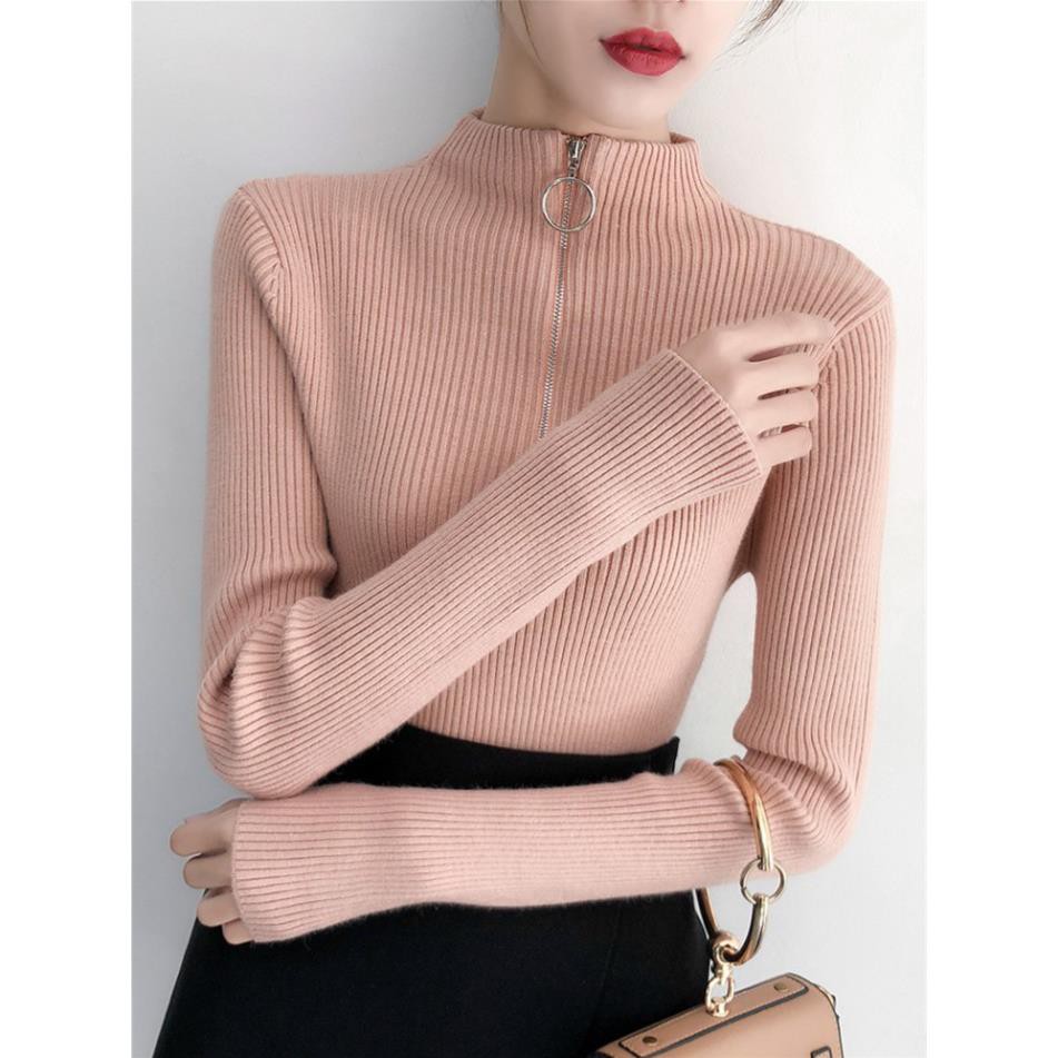 L102 - Áo len nữ body khoá kéo hàng Quảng Châu cao cấp (Kèm ảnh thật)